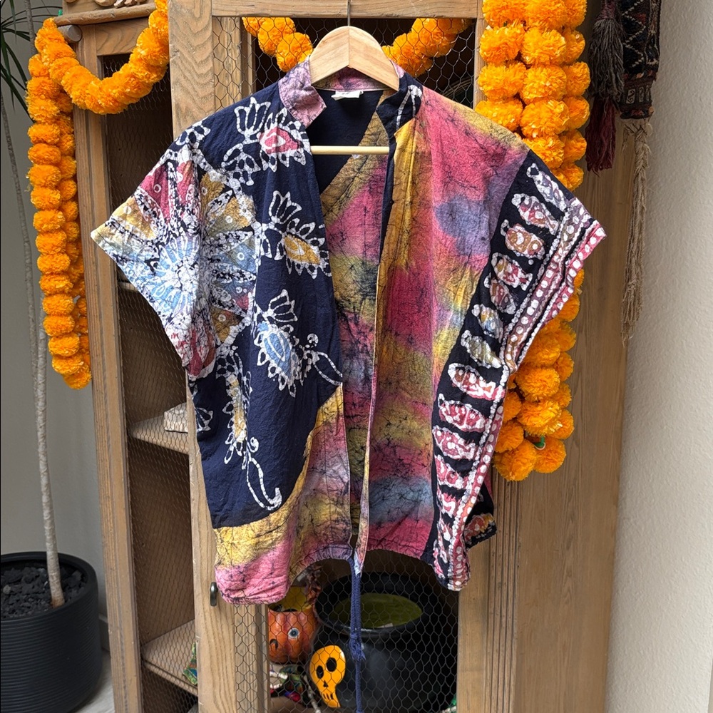 Ann Maurice Batik Print Vest Jacket